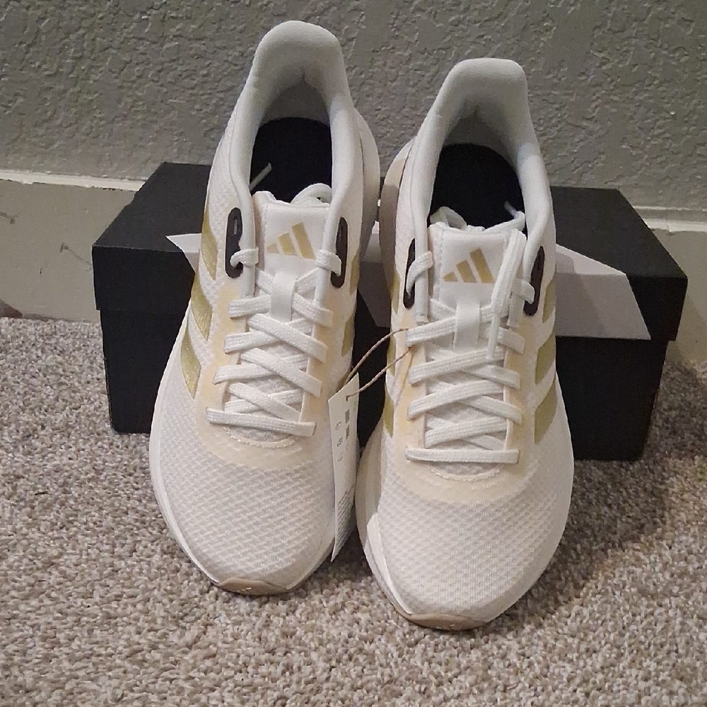 Adidas White and Gold Running Shoes